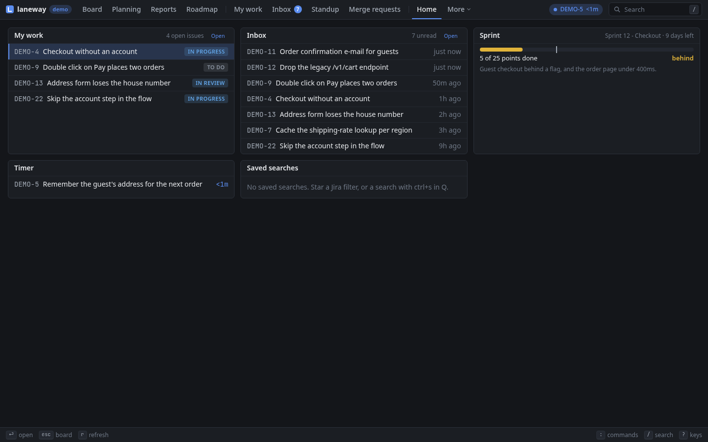 Home in the browser