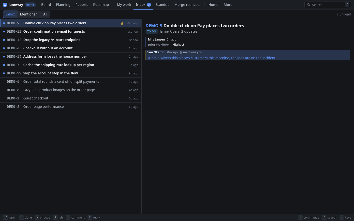 The inbox in the browser